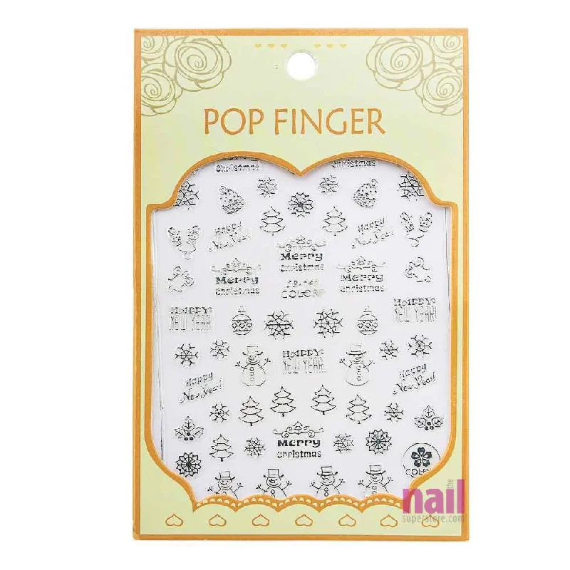 Sparkle nail art decorations-Metallic Christmas Nail Art Sticker Decal | Pack #3 - Each