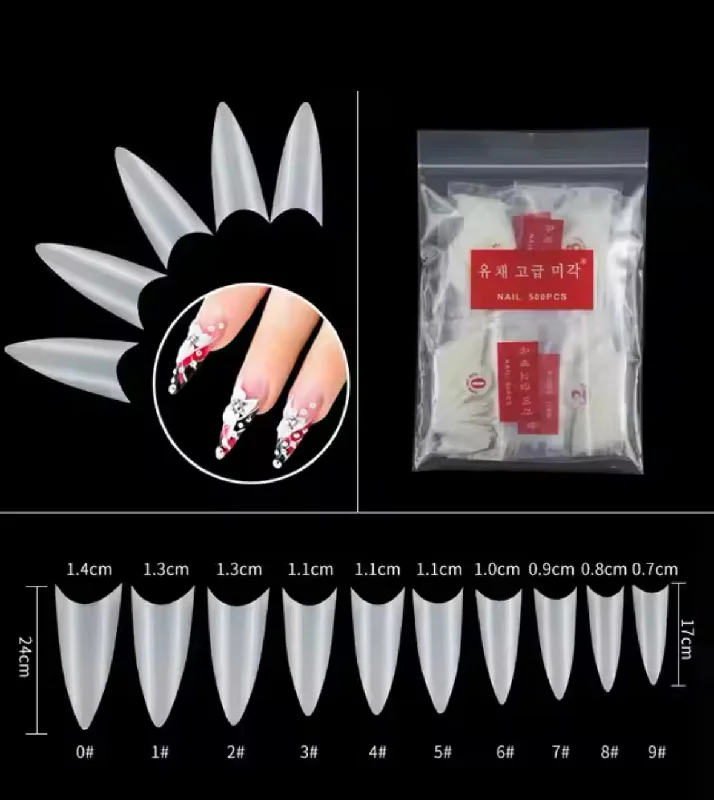 Quick-set nail gloss-YI LIANG STILETTO NAIL TIPS (KOREAN)/BAG 500PCS