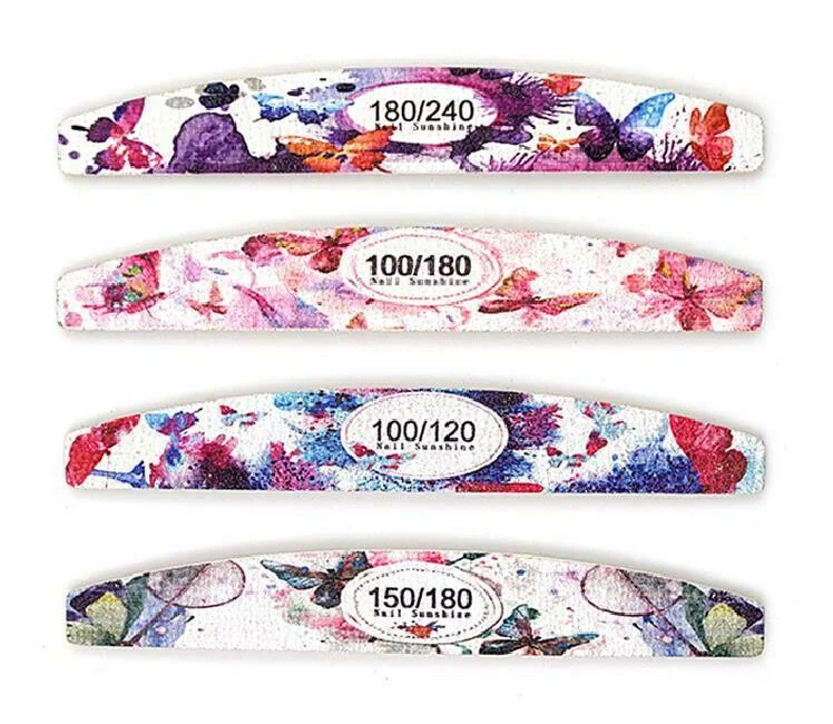 Non-damaging nail adhesive-Nail Sunshine Flower Butterfly Splash Halfmoon Thin Nail File