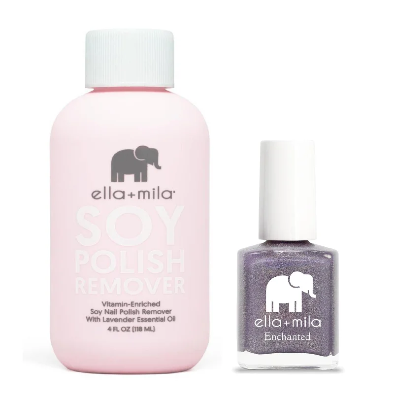 Sparkly nail art stickers-ella+mila - Soy Polish Remover & Violet Skies - .45oz