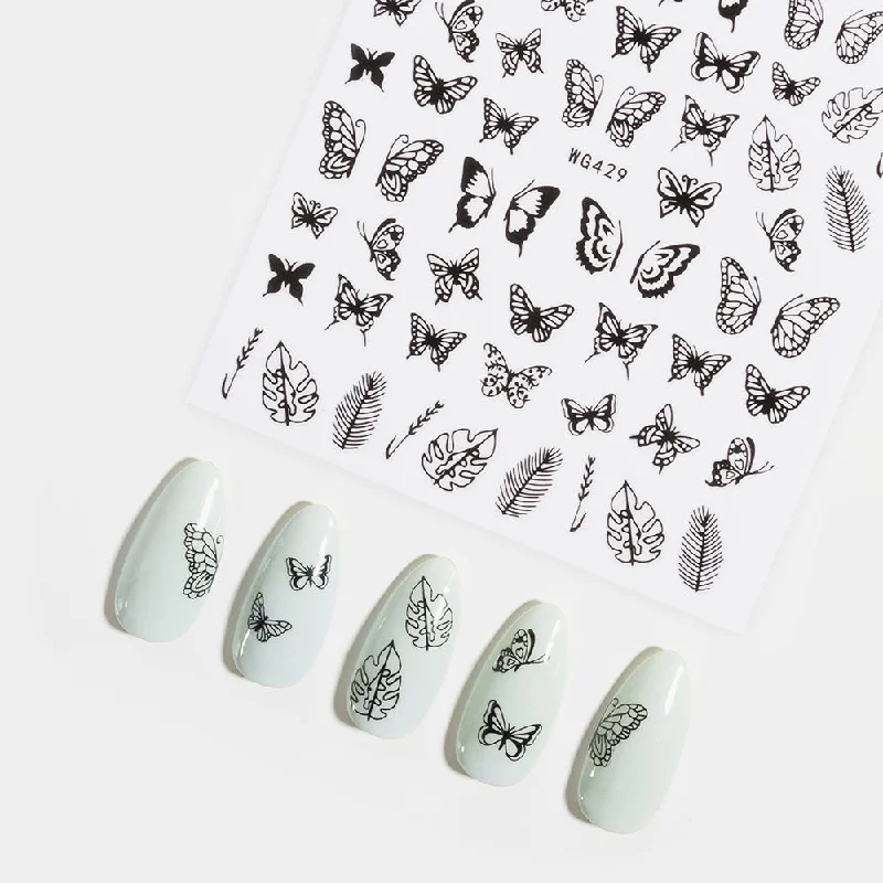 Rechargeable LED nail lamp-Black Butterflies Nail Stickers