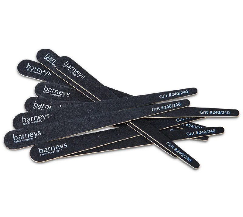 Salon-quality nail dip sets-Barneys Disposable Tapered Black Nail Files -  #240/240 Grit - 10 Pieces