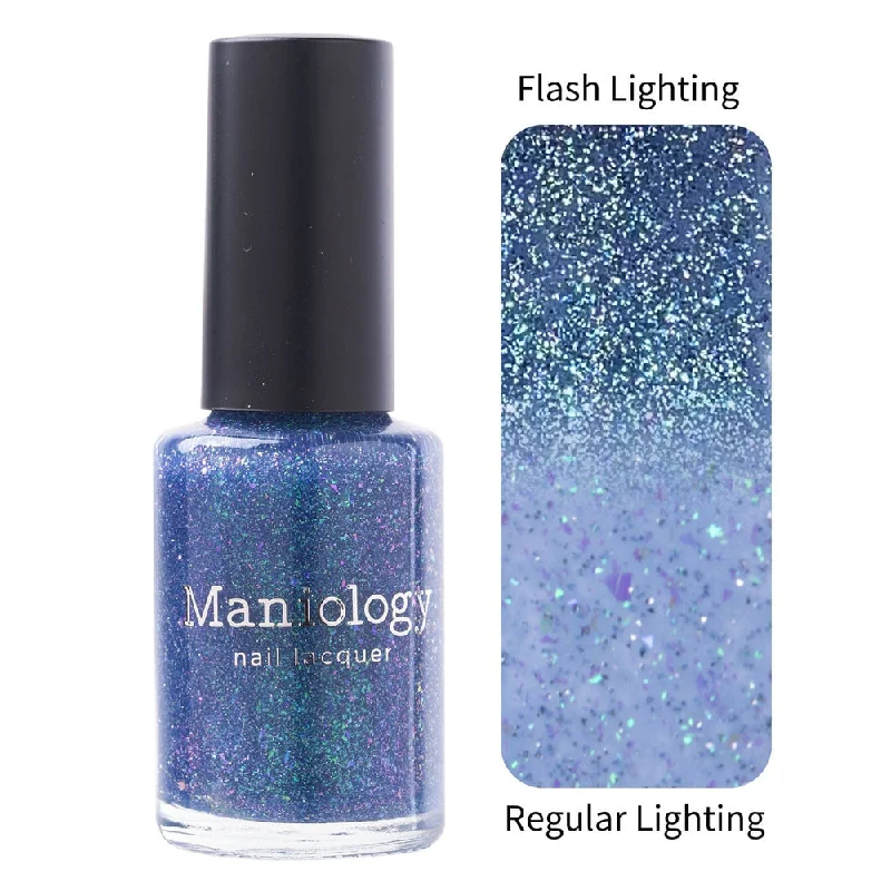 Sparkly nail gel overlay-Maniology - Stamping Nail Polish - Morning Dew: Water Droplet - Blue Flakies Jelly Nail Polish With Reflective Glitter