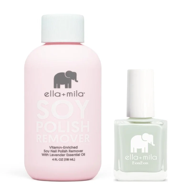 Professional nail acrylic kits-ella+mila - Soy Polish Remover & Pistache - .45oz