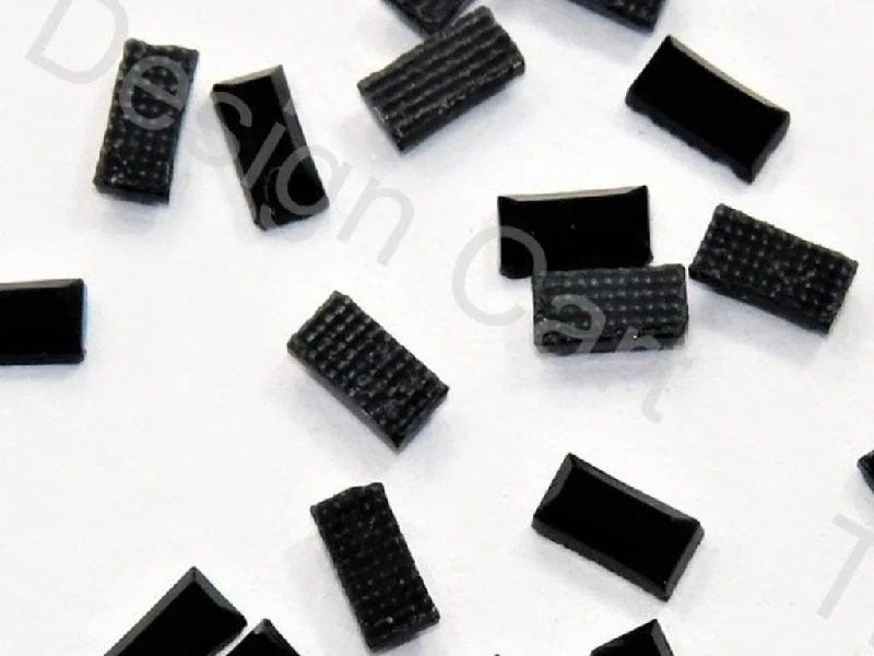 Quick-set nail topper-Black Rectangular Rhinestones / Hotfix