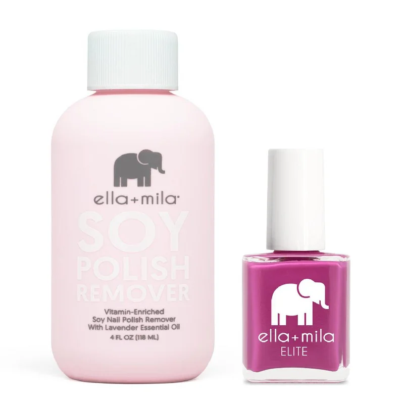 Smooth nail polish finish-ella+mila - Soy Polish Remover & Summer Roam-Ance - .45oz