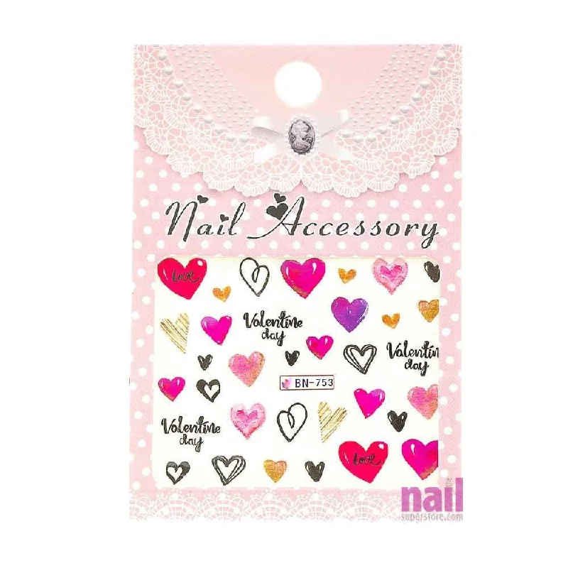 Glossy nail polish sealant-Valentine Nail Art Sticker Decal | Pack #3 - Each