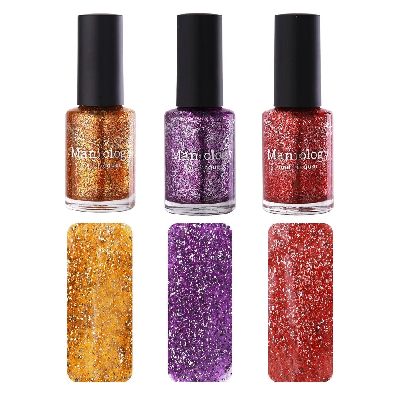 Mirror-effect nail polish-Maniology - Stamping Nail Polish - Rustic Charm: 3-Piece Glitter Jellies Set