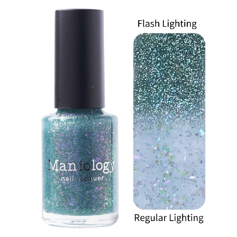 Matte nail gel sealant-Maniology - Stamping Nail Polish - Morning Dew: First Light #P161 - Teal Flakies Jelly Nail Polish With Reflective Glitter