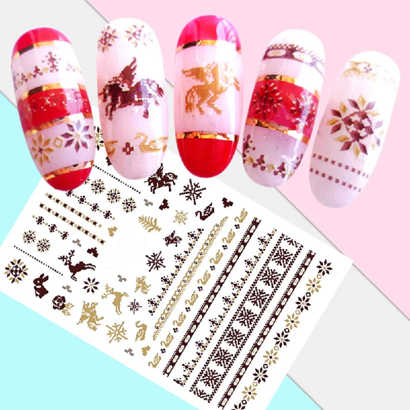 Quick-cure nail topper-Christmas Holidays Light and Dark Brown Sweater Pattern Reindeer