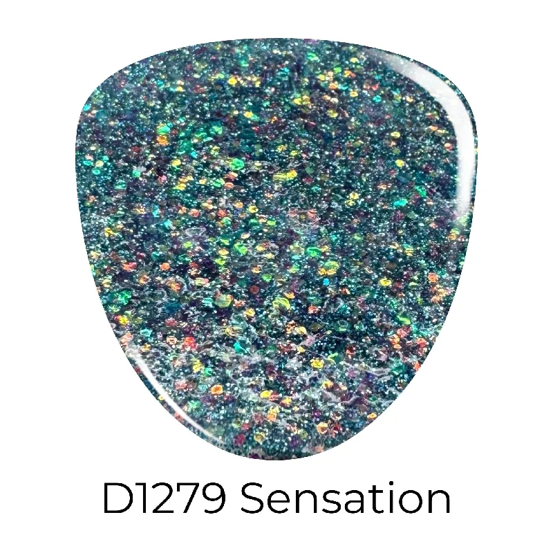 Mirror-effect nail polish-D1279 Sensation Blue Glitter Dip Powder