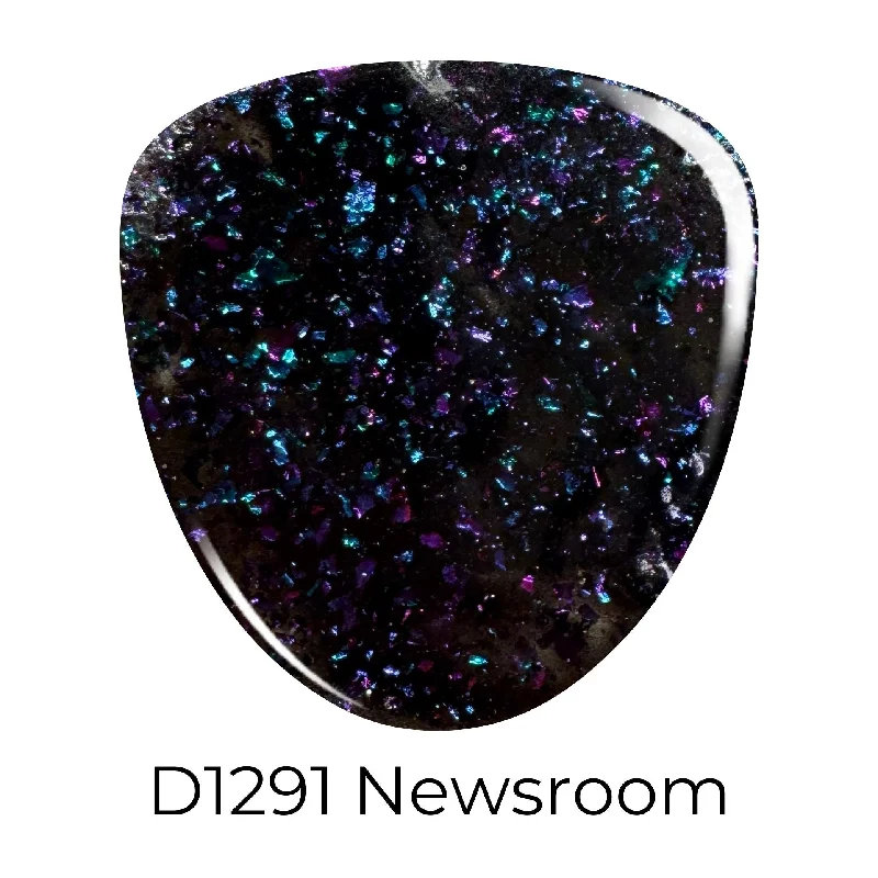 Neon gel nail polish-D1291 Newsroom Black Flake Dip Powder