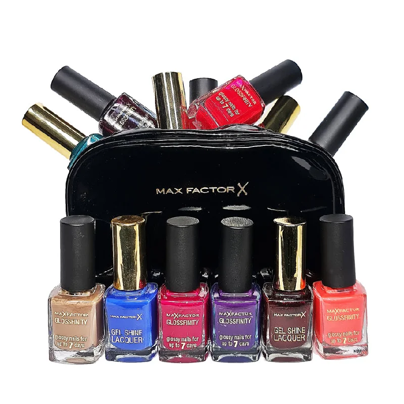 Holographic nail glitter-Max Factor Glossfinity & Gel Shine Lacquer Nail Polish Assorted Set of 6 With Bag