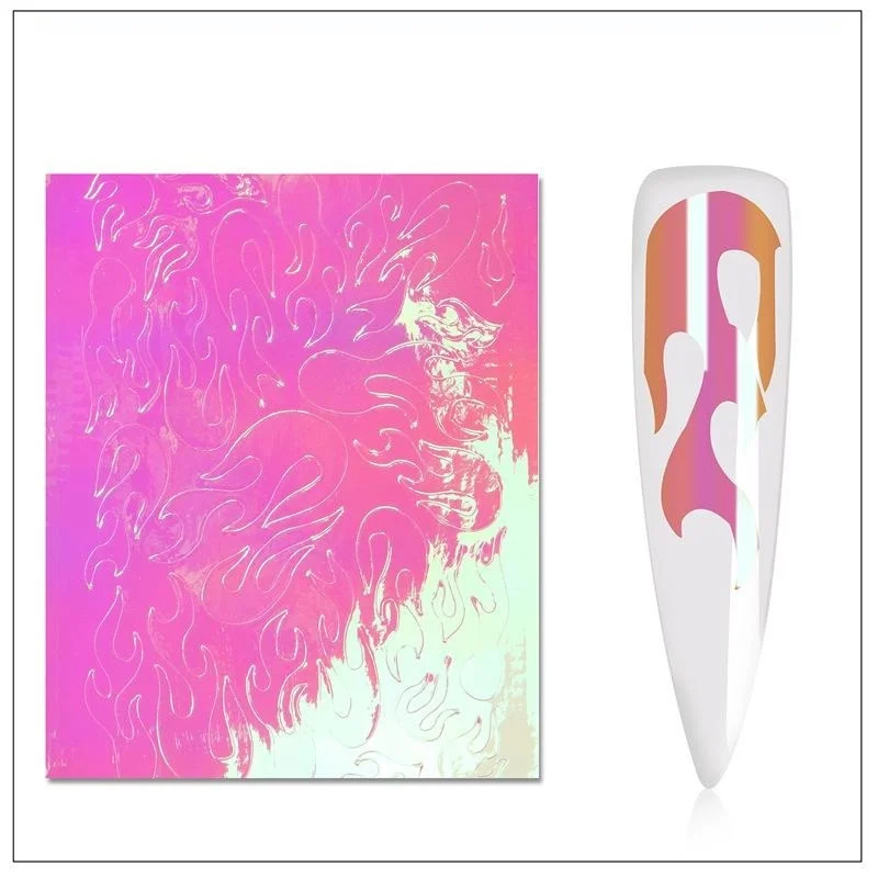 Protective nail varnish-Flame Nail Stickers - Pink