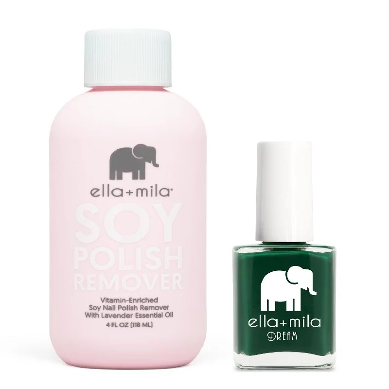 Fast-dry nail top coat-ella+mila - Soy Polish Remover & Mistletoe Magic - .45oz