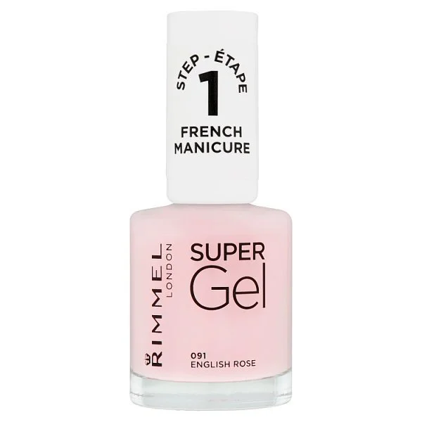 Metallic nail art stickers-Rimmel London Super Gel French Manicure 091 English Rose