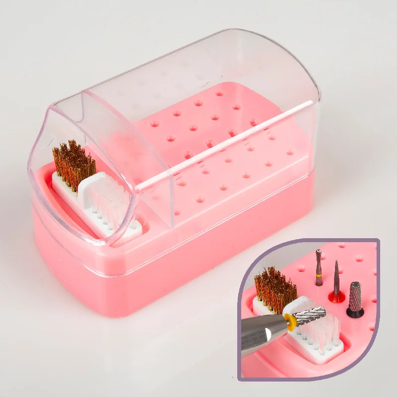 Professional nail dip kits-ACOS Nail Drill Bits Holder Stand Display 30 Holes With Cleaning Brushes