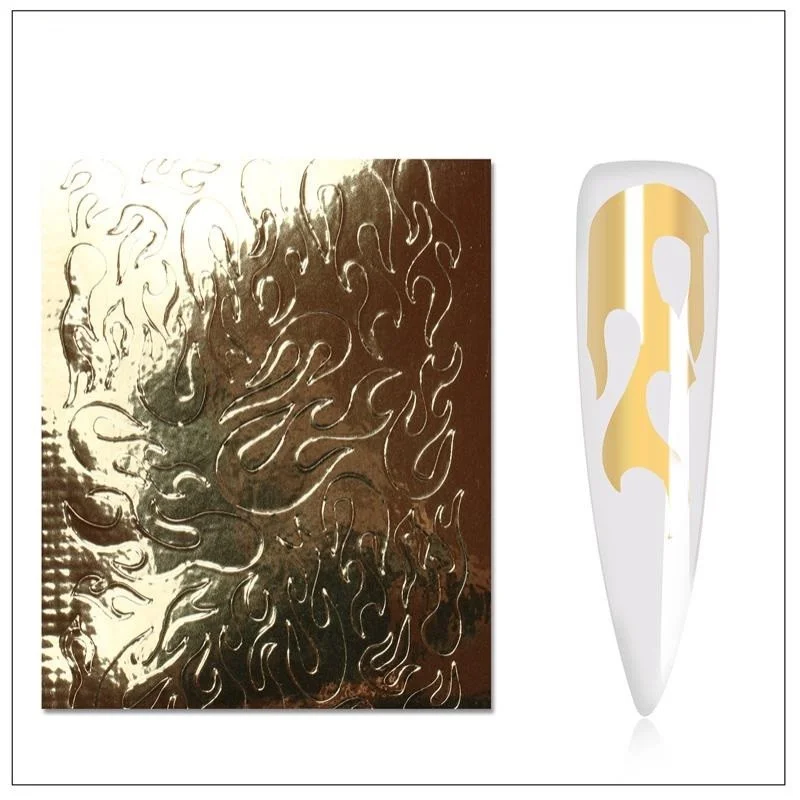 Hypoallergenic nail strengthener-Flame Nail Stickers - Gold