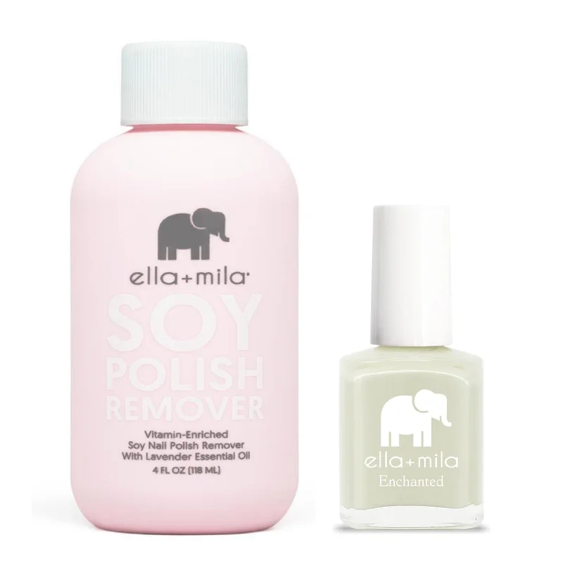 Glossy nail polish sealant-ella+mila - Soy Polish Remover & Sacred Sage - .45oz