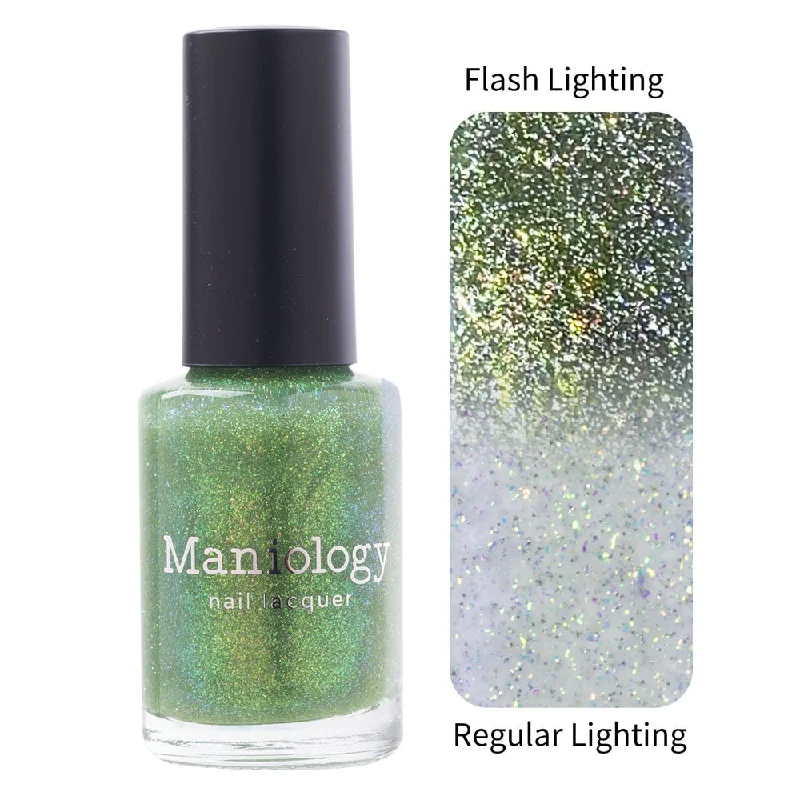 Flexible nail glue sticks-Maniology - Stamping Nail Polish - Morning Dew: Grass Leaf #P163 - Green Reflective Glitter Jelly Nail Polish