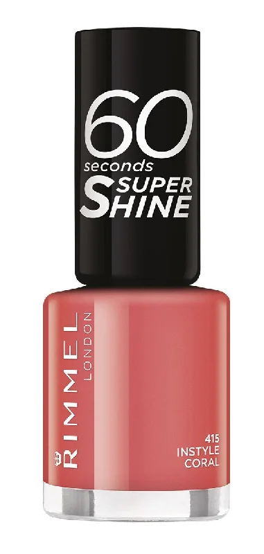 Satin nail polish top coat-Rimmel 60 Seconds Super Shine Nail Polish 415 Instyle Coral