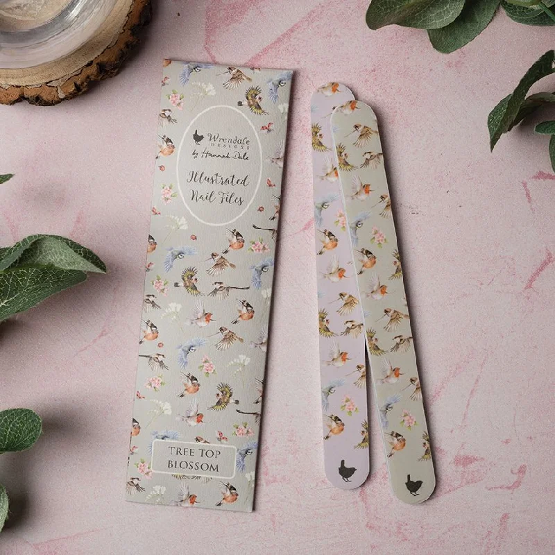 Long-lasting nail top coat-Nail File Set - NAIL005 - Tree Top Blossom - Birds