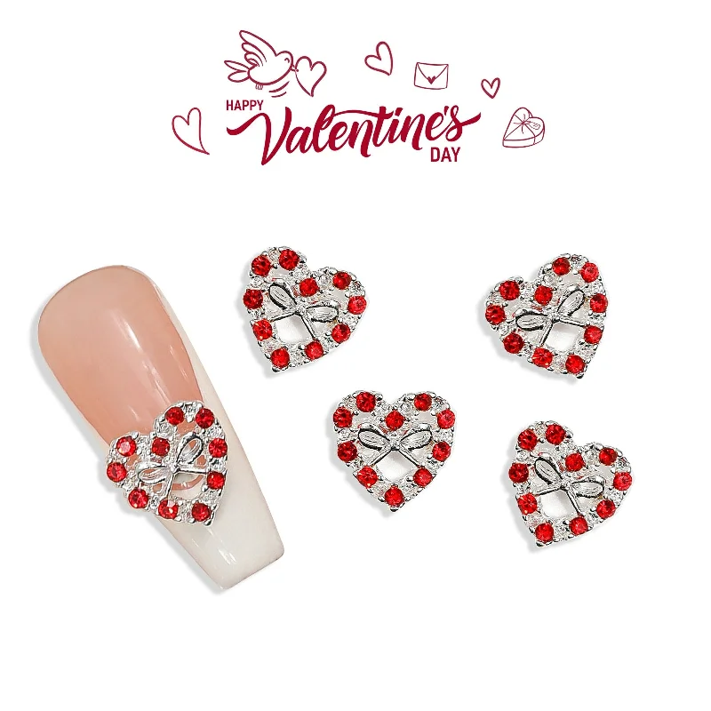 Sparkle nail art rhinestones-Heart Charms Set