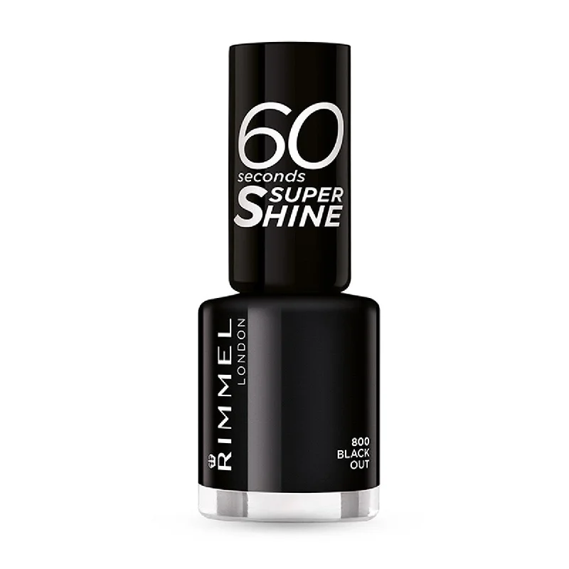 Protective nail base coat-Rimmel 60 Seconds Super Shine Nail Polish 800 Black Out