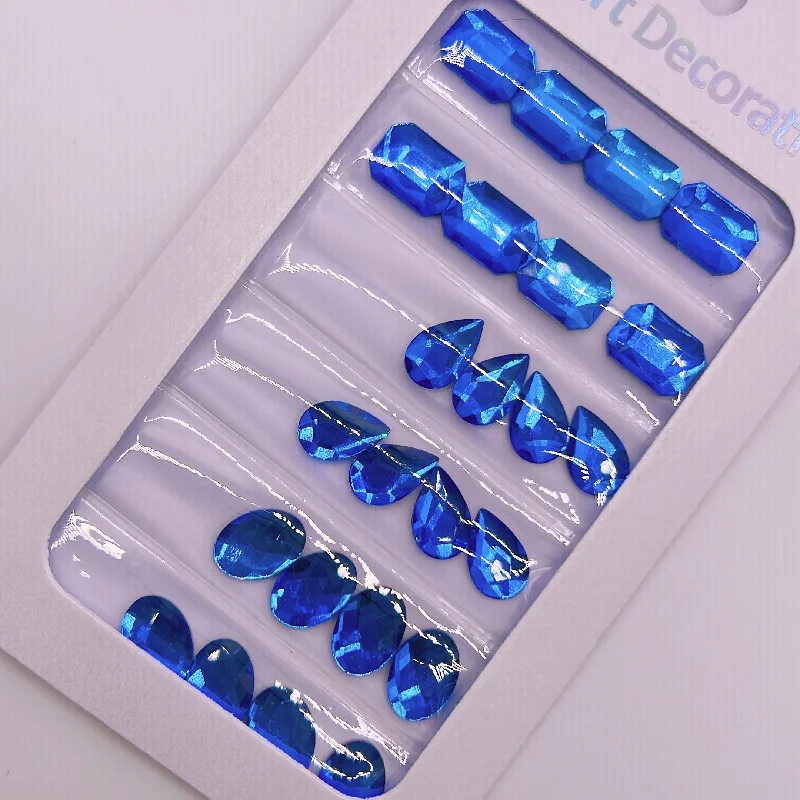 Anti-fade nail topper-Big Flat Back BLUE Rhinestone