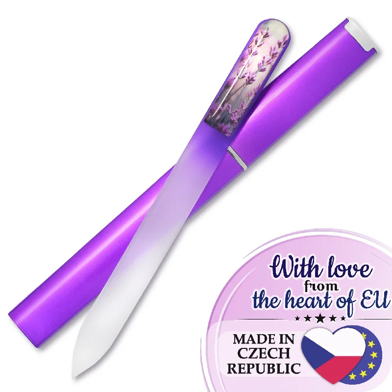 Non-damaging nail glue-3D Glass Nail File In Case - Lavender