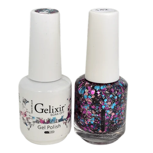 Glitter nail gel top coat-GELIXIR GEL COLOR  - GLX142 - Duo Gel & Polish 0.5oz