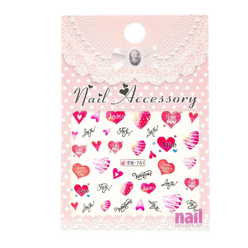 Water-based nail polish for kids-Valentine Nail Art Sticker Decal | Pack #2 - Each