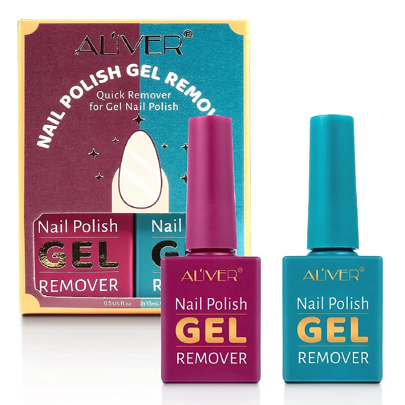 Bright nail polish shades-Aliver Magic Nail Polish Remover Gel - 2pcs Set