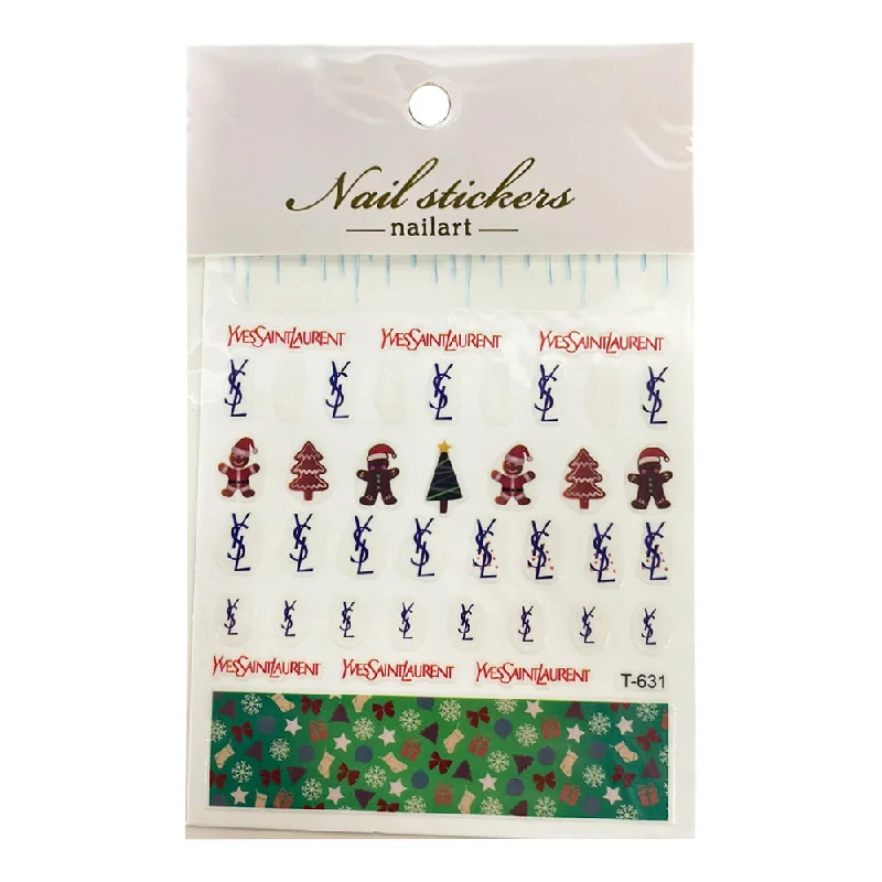 Gel nail polish essentials-3D Christmas Nail Art Decal Stickers - T-631